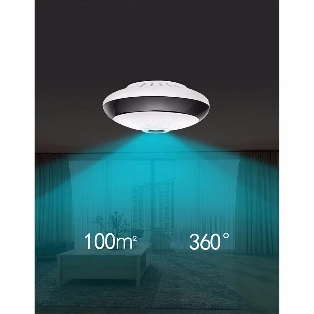 AZISHN 360 градусов WiFi панорамная камера безопасности 960P FULL HD Беспроводная рыбий глаз