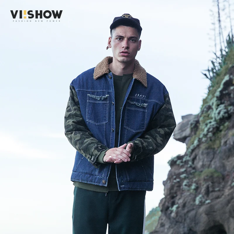 VIISHOW 2017 бренд Для мужчин джинсовая куртка толстые теплые модные Повседневное