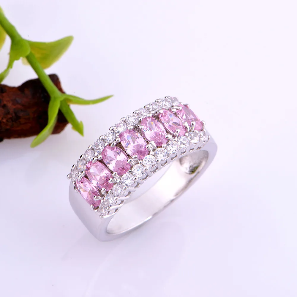 Женское Винтажное кольцо с фианитом серебряное розовым кристаллом ювелирное
