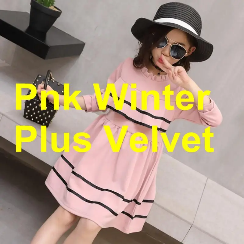 pink thick winter На возраст от 3 до 12 лет, год, рождественское плотное теплое платье с длинными рукавами на весну и осень для девочек школьные платья принцессы для девочек, JW2783 - Цвет: pink thick winter