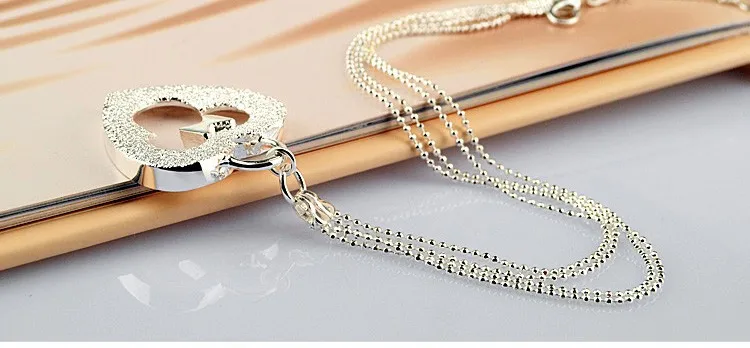 

Heart pendants necklace ,heart necklace for girls,2014 new trendy 925 sterling silver link chain necklace
