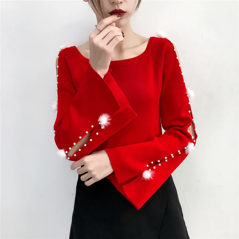 Women's Sweater 2018 Autumn Winter Knitted Cotton Pullover Women Plus Size Fashion Christmas Female Elegant Tops | Женская одежда