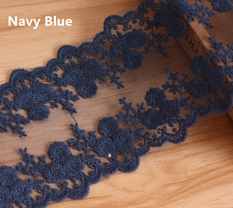 12 см белый/розовый/темно синий/желтый/белый Цветочная вышивка кружевной отделкой