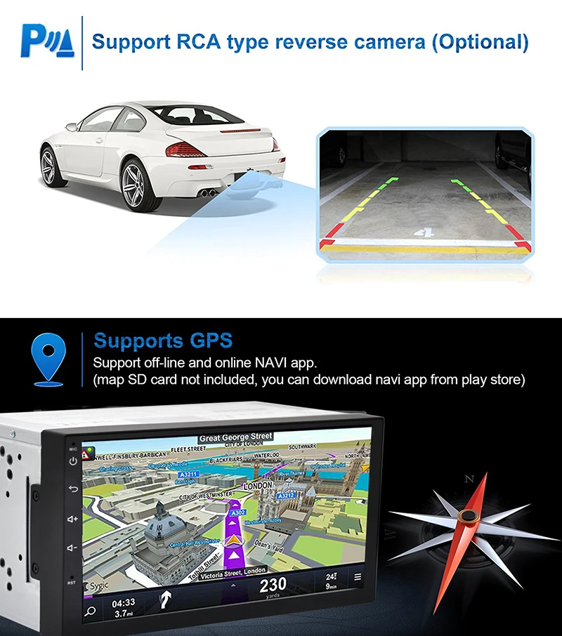 Автомобильный мультимедийный плеер Android 7 1 2 Din радио GPS для Toyota Honda Nissan современный
