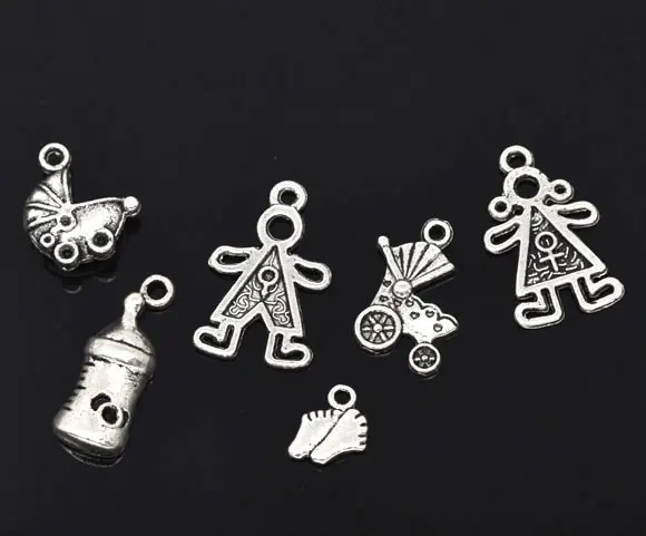 Милые детские Подвески Doreen Box 30 смешанных серебряных цветов (B08081)|baby pendant|pendant mixmixed