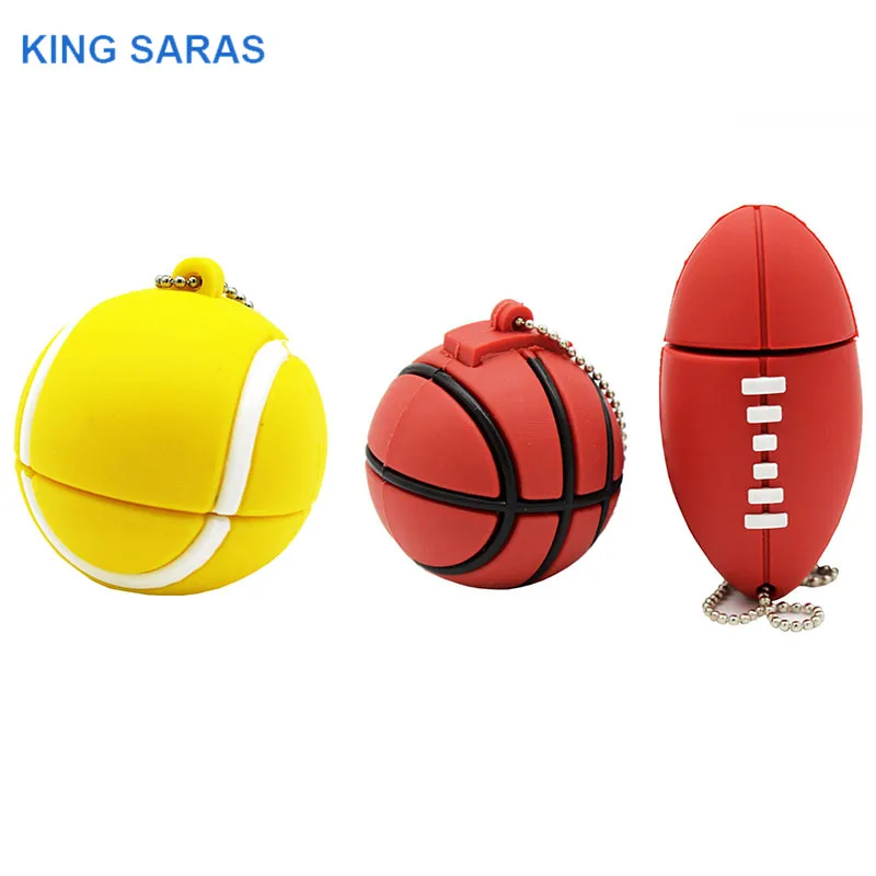 KING SARAS 64 Гб мультфильм теннис баскетбол футбольная модель usb флэш-накопитель usb 2,0 4 ГБ 8 ГБ 16 ГБ 32 ГБ флешка