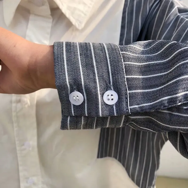 Новая женская модная полосатая Лоскутная Повседневная тонкая блузка шикарная с