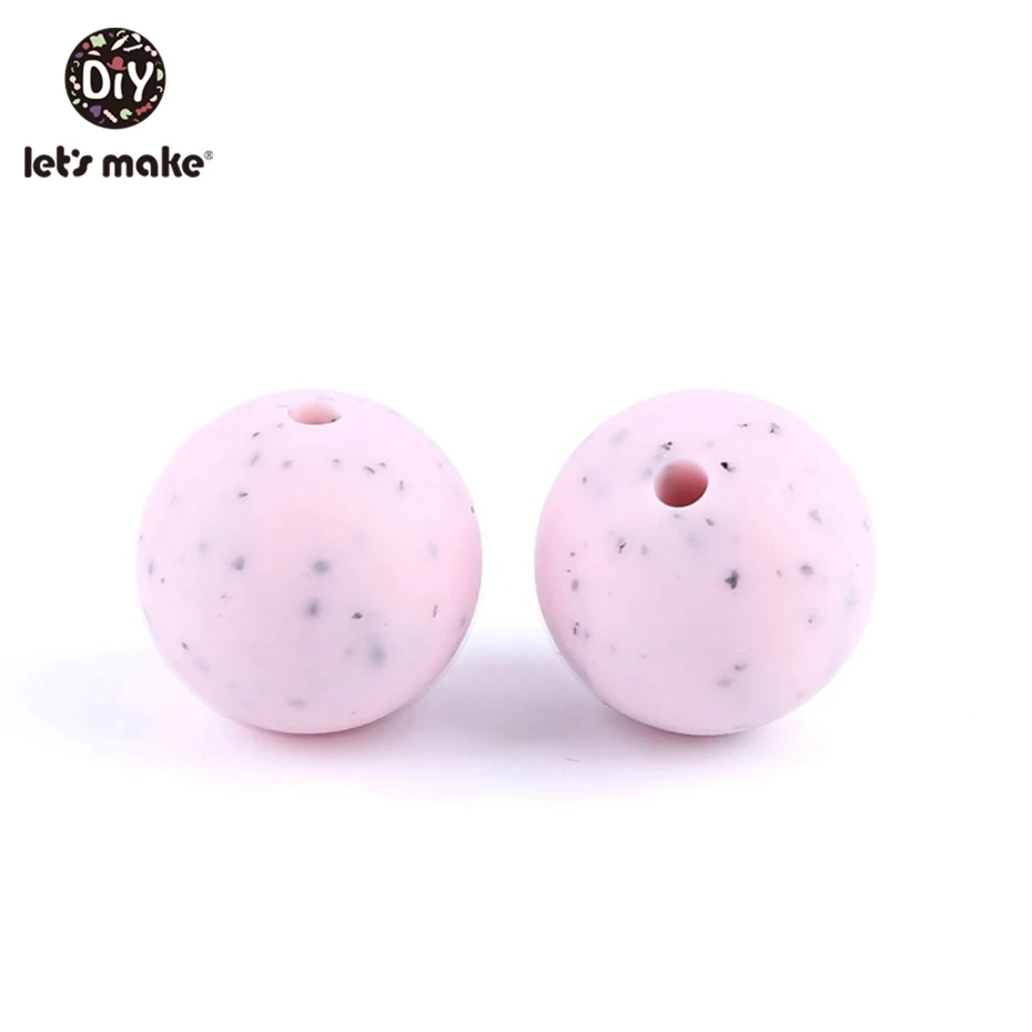 spots pink Let's Make 100 шт Силиконовые Прорезыватели для зубов 15 мм круглые Прорезыватели для зубов жевательные ожерелья Прорезыватели для зубов игрушки DIY детские товары Прорезыватель для зубов - Цвет: spots pink
