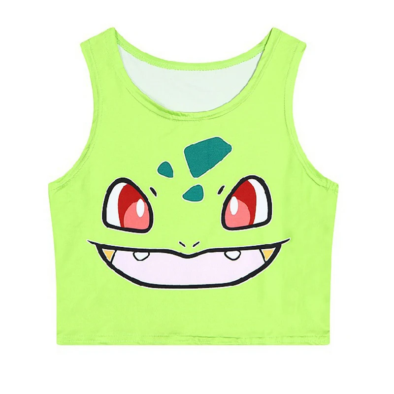 Pokemon Pikachu Jigglypuff Bulbasaur 3D топы для женщин Летний жилет без рукавов короткий укороченный Топ Футболка уличная одежда для девочек жилет