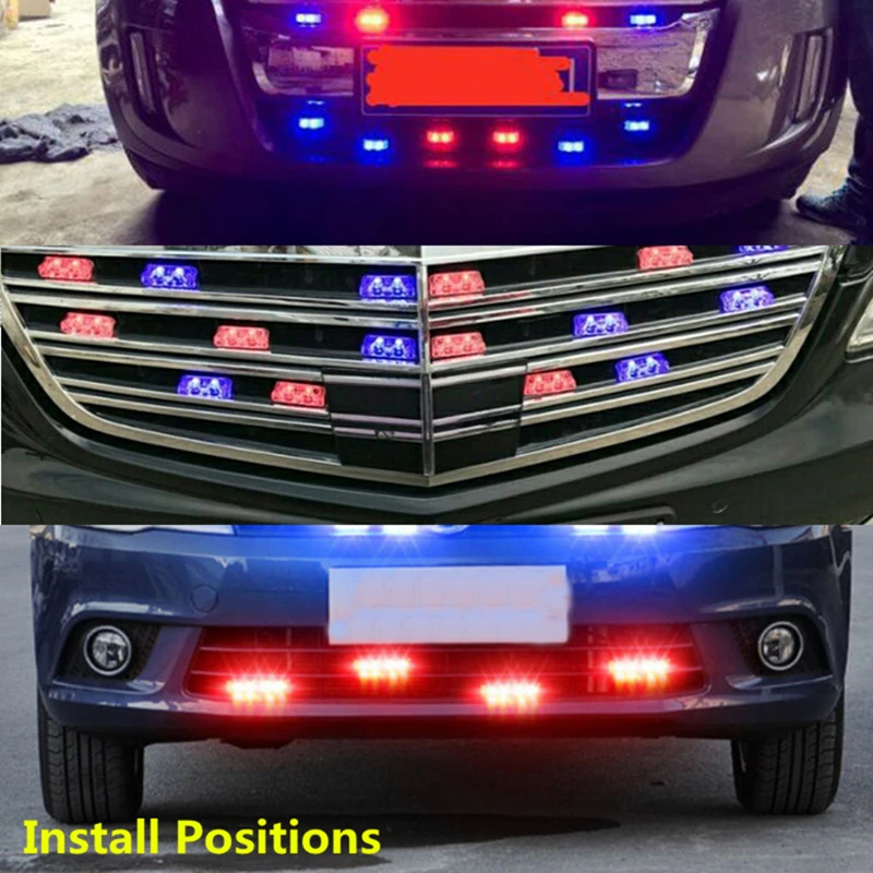 Высокая яркость 12 В 2X2 4LED Красный/Синий Желтый автомобиль полицейский стробоскоп вспышка светильник авариПредупреждение 3 мигающий противотуманный светильник s Стайлинг автомобиля
