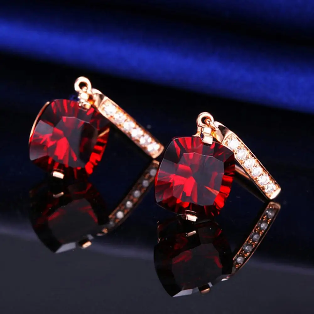 Серьги с натуральным гранатом модные женские серьги из розового золота 18 карат