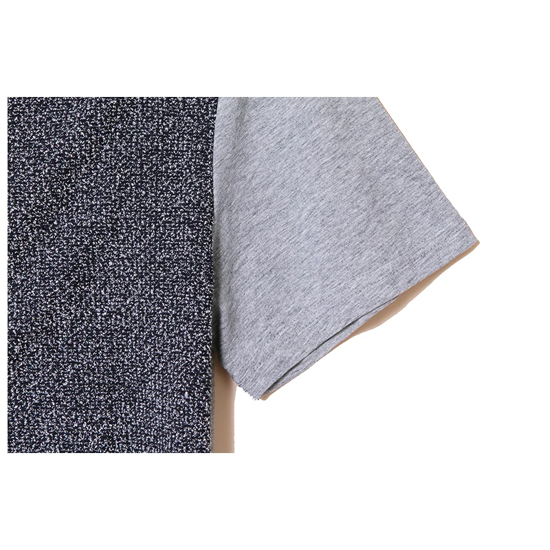 ACEMIRIZ Men Patchwork T-Shirt Short Sleeve Slim Tees Button Solid Man Casual Blue Gray White 2017 Summer Hot Sale Tshirt 2166 | Мужская