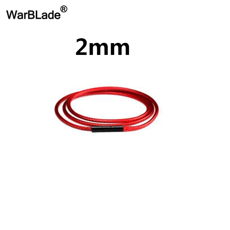 Red 2mm Высокое качество, 1,5 мм, 2 мм, 3 мм, шнур для ожерелья, кожаный шнур, восковая веревка, цепь с застежкой из нержавеющей стали, для самостоятельного изготовления ожерелья, ювелирных изделий - Цвет: Red 2mm