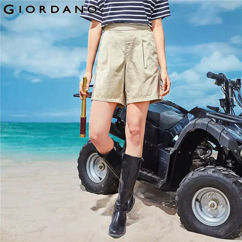 Giordano женские повседневные короткие шорты с резинкой на талии А образными линиями