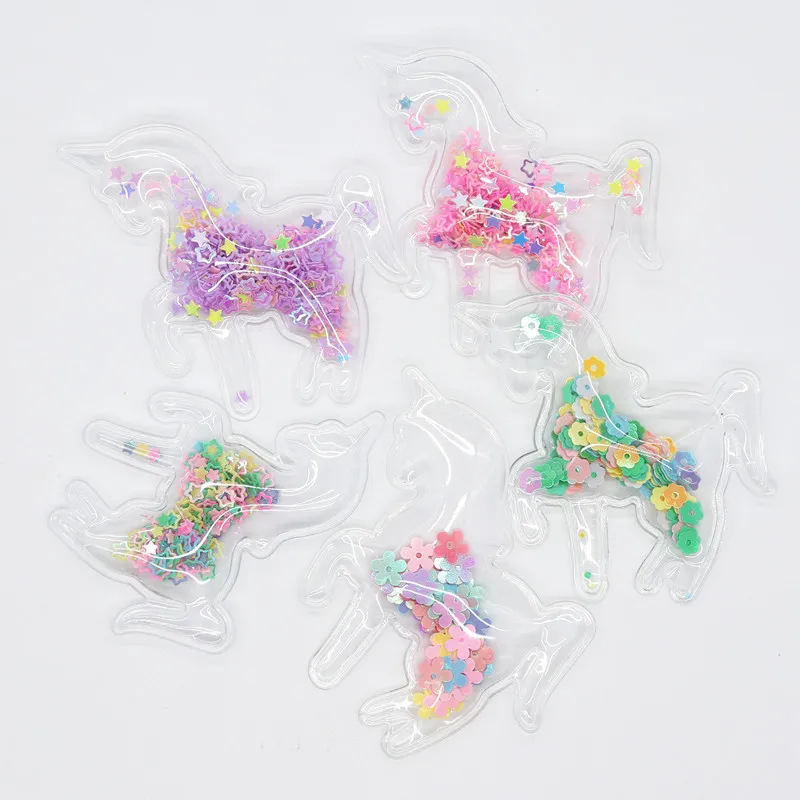 10PCS Transparent Plastic Bag With Colorful Sequins For Hair Clips, DIY Craft Decoration Accessories Y19060401