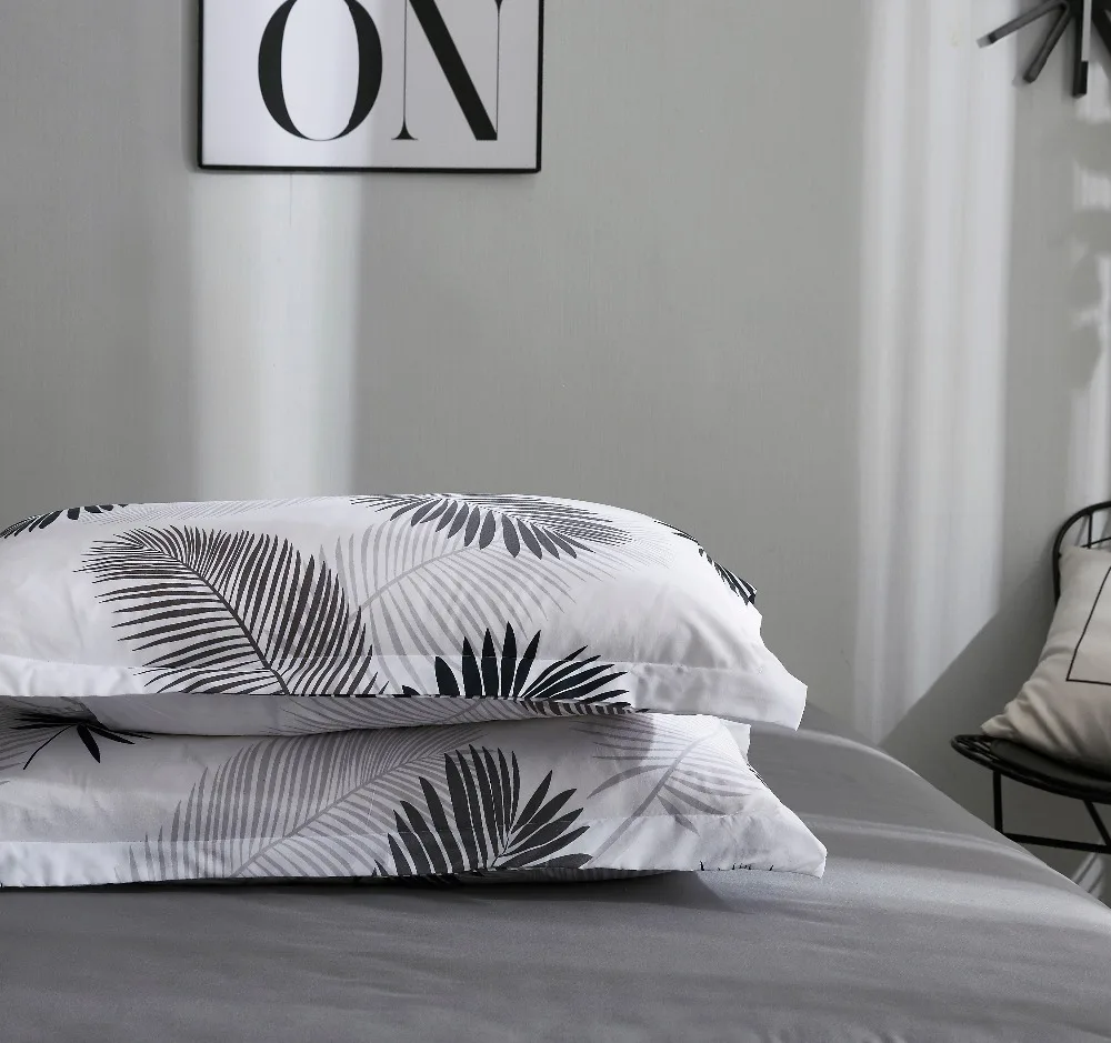 

Bedding Set Leaf Pattern Duvet Cover Set Flat Sheet Pillowcase Bedclothes Bed Linen Set Euro For Adult45