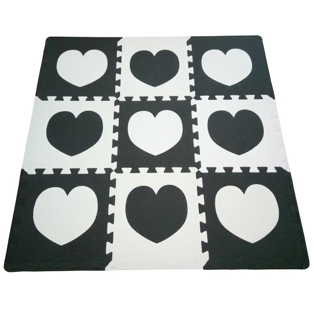 Black White Hearts Matt коврики 9 шт. коврик для детских игр пены EVA коврик для ребенка в виде мозаики GreenBlue черно белый цвет мягкие Ползания Playmat пол ковры игры - Цвет: Black White Hearts
