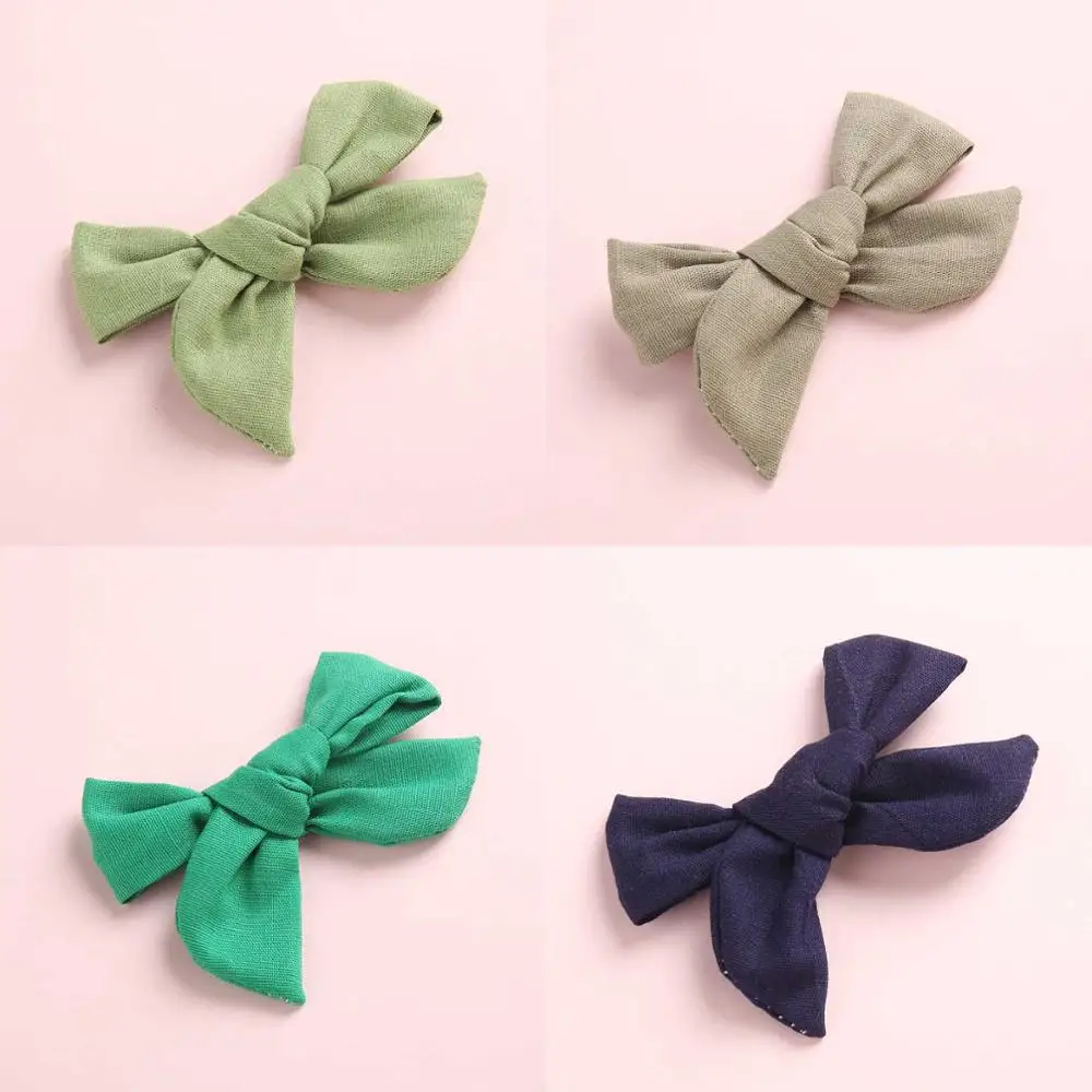 Set 23 with hairclip 4 шт./партия, ручная вязка, хлопок, лен, бант из нейлона, повязка на голову, бант для школьницы, аксессуары для волос - Цвет: Set 23 with hairclip