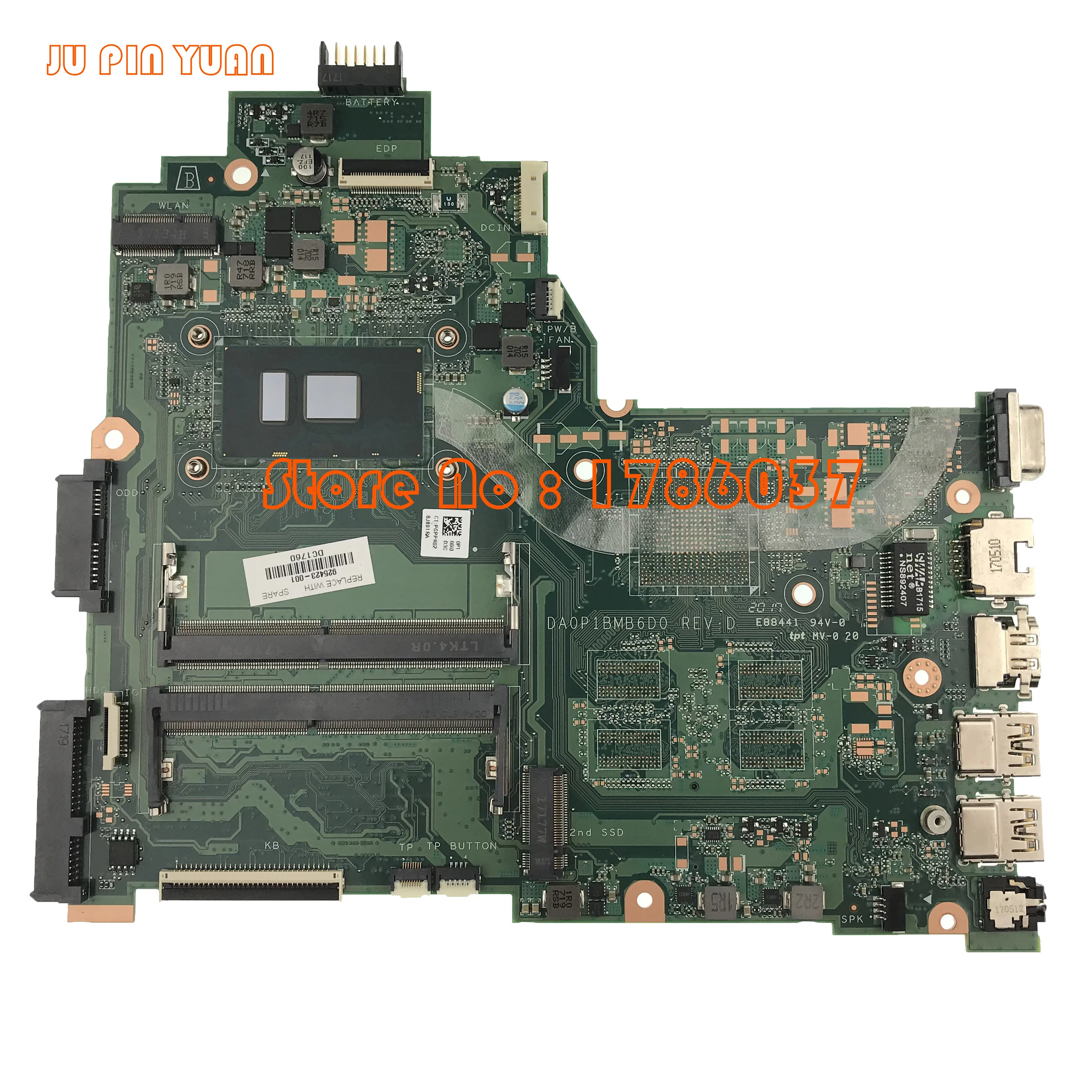 Ju pin yuan 925423-601 925423-501 925423-001 аккумулятор большой емкости DA0P1BMB6D0 для hp 240 246 G6 14-BS Серия материнских плат с i3-6006U полностью протестирована