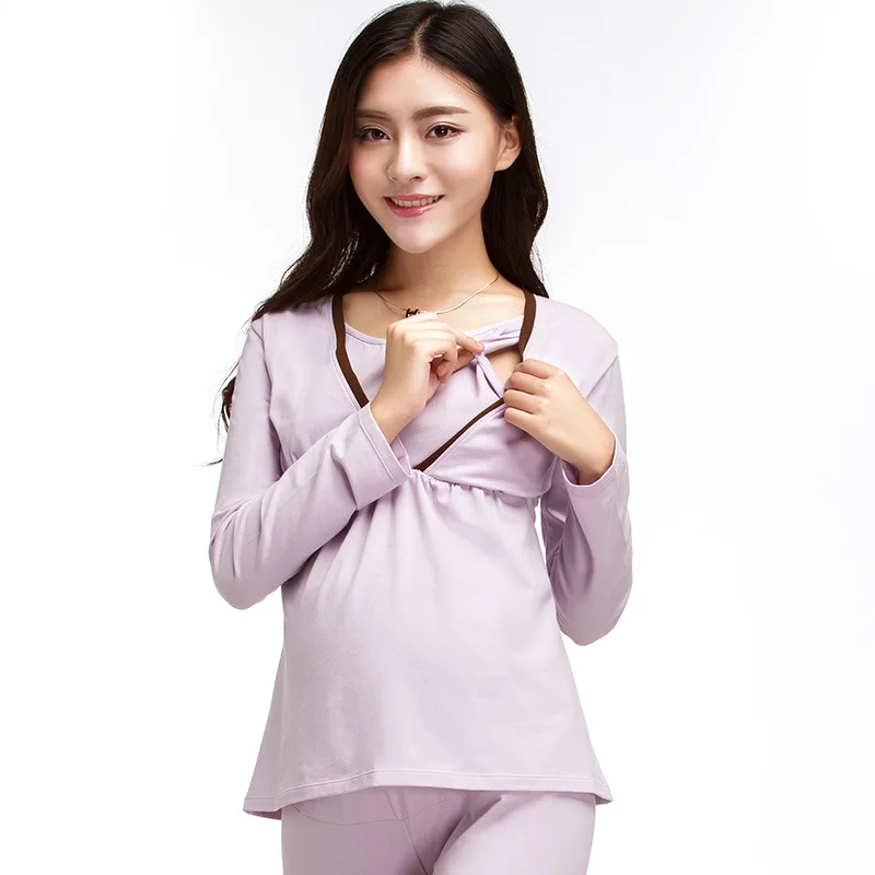 2017 Pregnancy Breast Feeding Clothes Sets Pajamas for Pregnant Women Cotton Soft Nursing Suit Sleepwear | Мать и ребенок