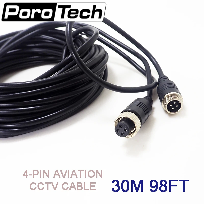 AC-30M 20PCs/lot 4-PIN Aviation Cable for CCTV Camera 30M Video Power Camera Cable Weatherproof Shockproof  Black cable