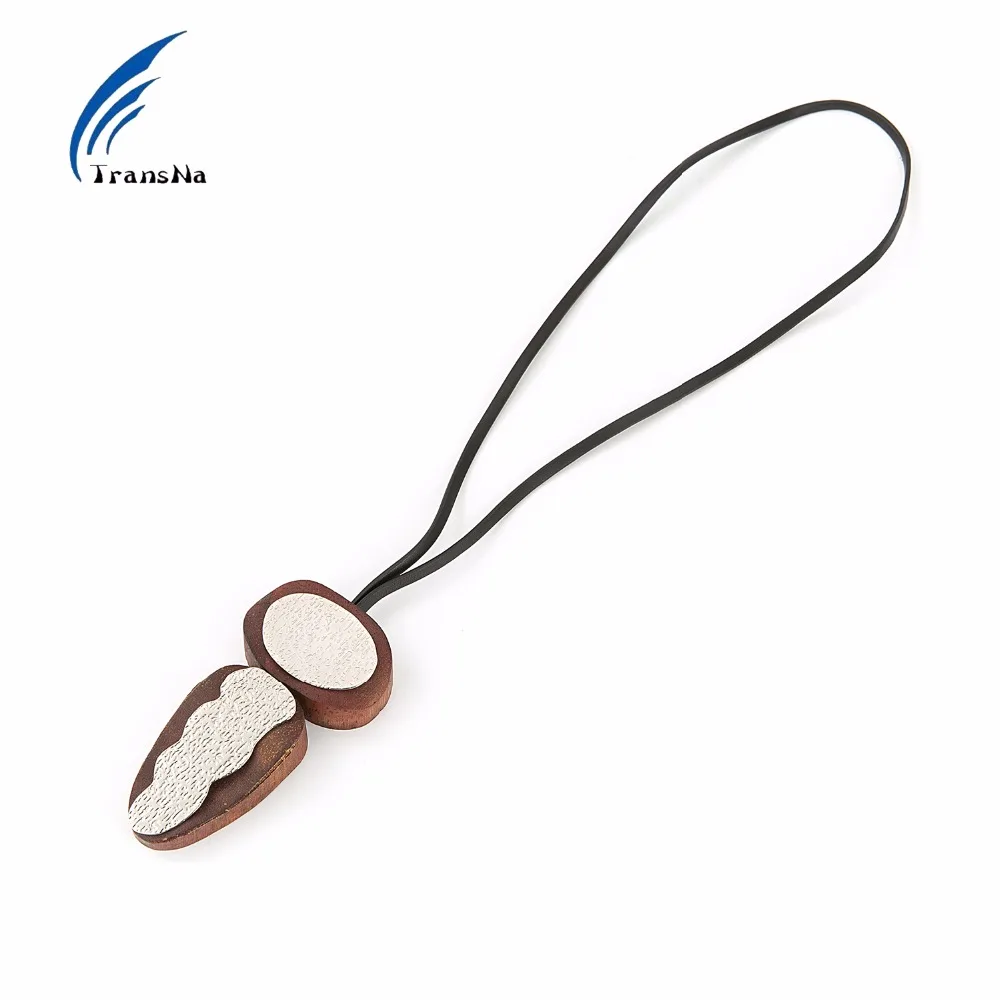 Wood With Copper Pendant Necklaces Fashion Torques Black Leather Rope Chain Choker Long Necklace Women Jewelry | Украшения и