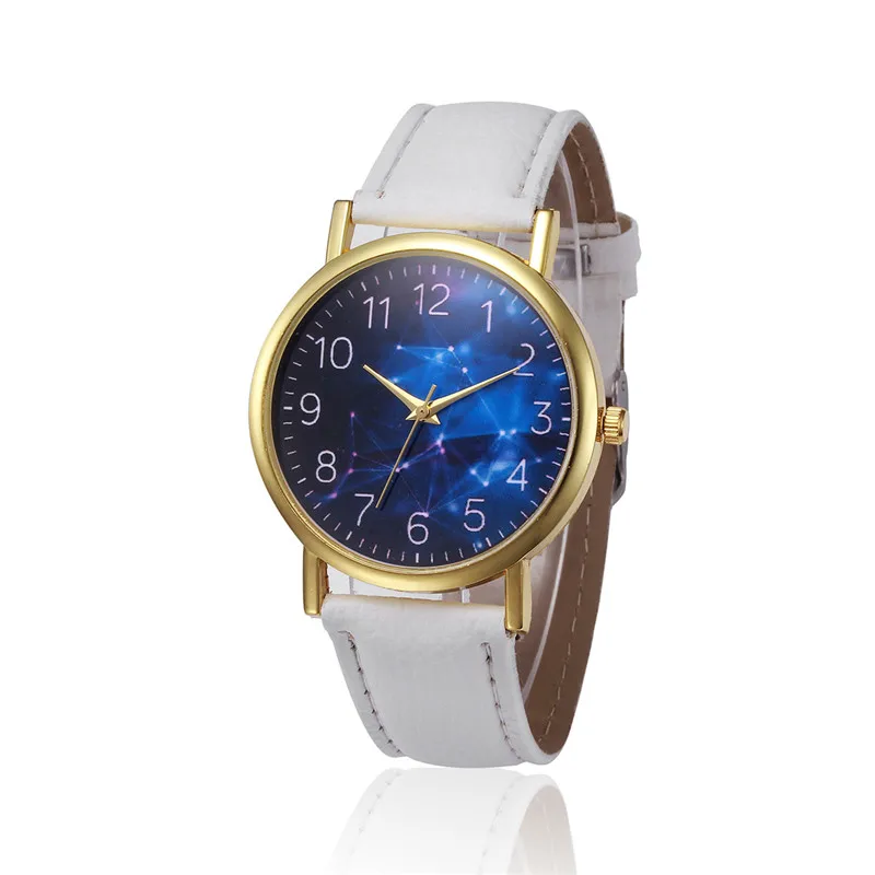 Минимализм звездное небо 2018 модные кожаные кварцевые часы мужские и женские