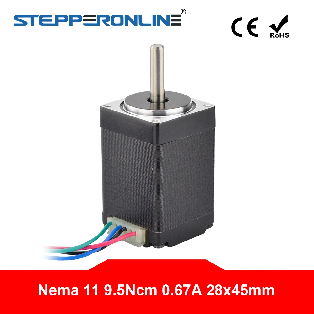 Шаговый двигатель Nema 11 шаговый 28BYGH 28x28x45 мм 1 8deg 0 67a 9.5Ncm/14oz.in Nema11 4 свинцовый для DIY