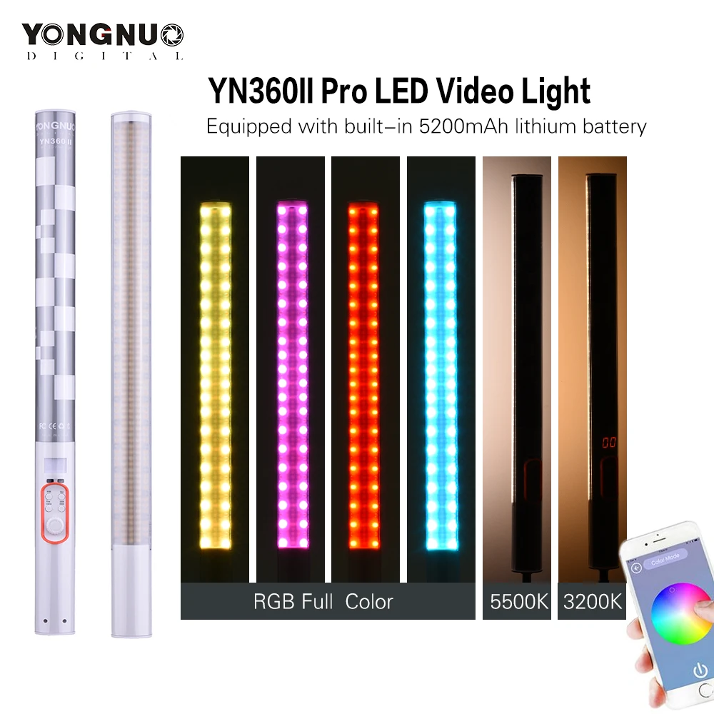 Ручной светодиодный светильник Yongnuo YN360II 3200K 5500K|light phone|yongnuo controllerphone light |
