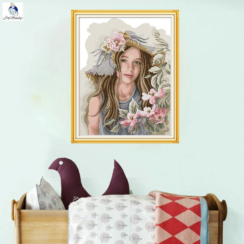 JoySunday cross stitch kits needlework set Santa Claus Christmas fairy girl 14CT 11CT cotton painting gift art factory wholesale | Дом и сад