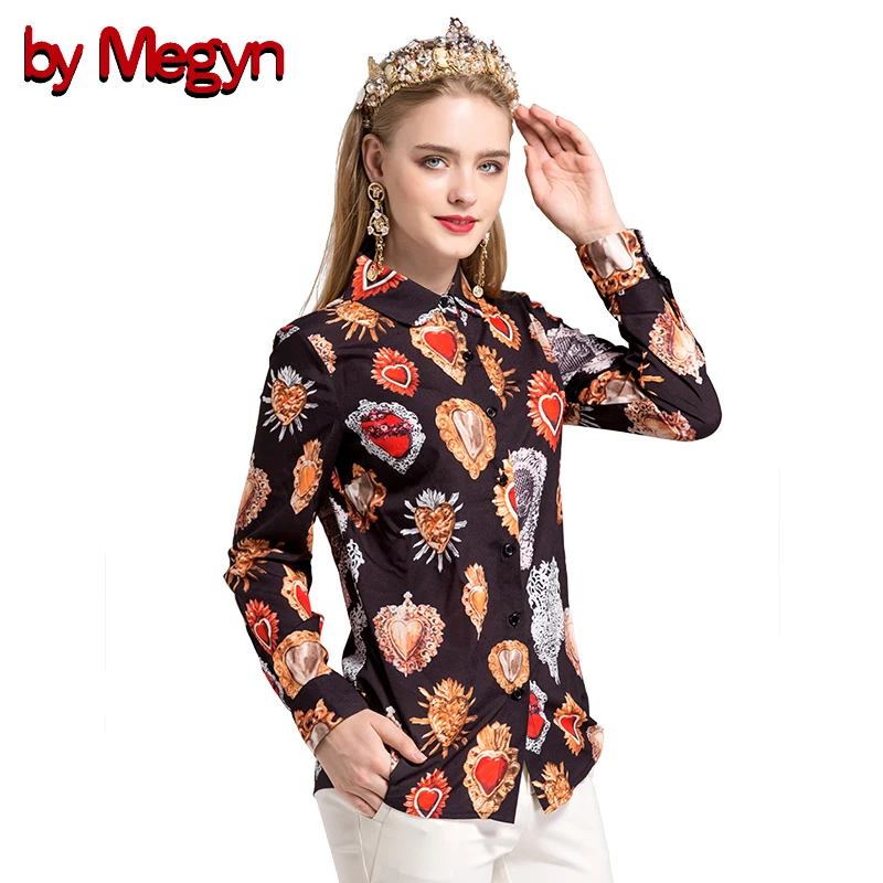 Женская рубашка с длинным рукавом Megyn белая блузка принтом в виде сердца большие