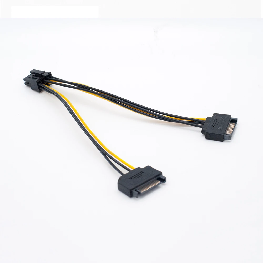 Кабель питания RGeek с двойным 15-контактным разъемом SATA папа на 8 контактов (6 + 2) PCI-E