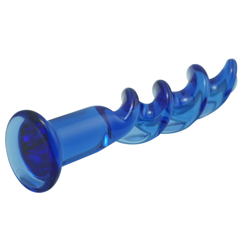 New large blue head pyrex crystal wave glass anal butt plug beads dildo masturbation sex toys product for men women | Красота и