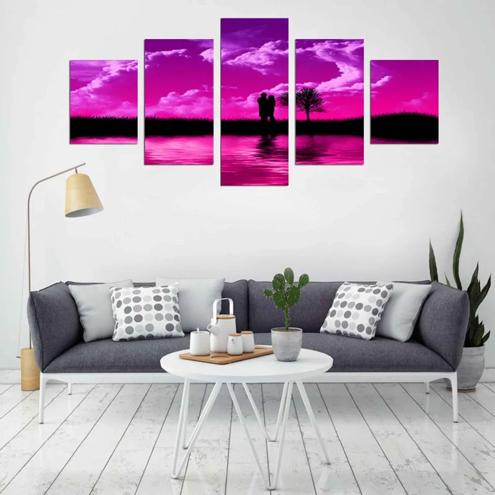 CLSTROSE Love Celebration Wedding Decoration Romantic Pictures 5 Pieces Wall Art Canvas For Living Room Home Decor Unframed | Дом и сад