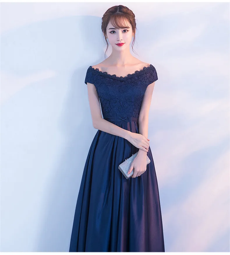 Женское вечернее платье сорие элегантное темно-синее кружевное с длинным