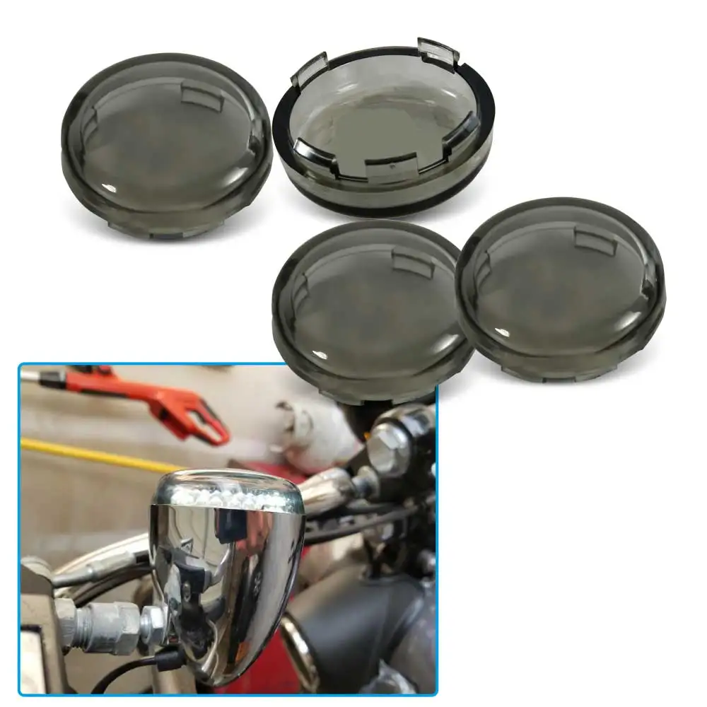 

5.75" 5 3/4 LED Black Headlight Motorcycle Projector + Smoked Bullet Front Turn Signal for