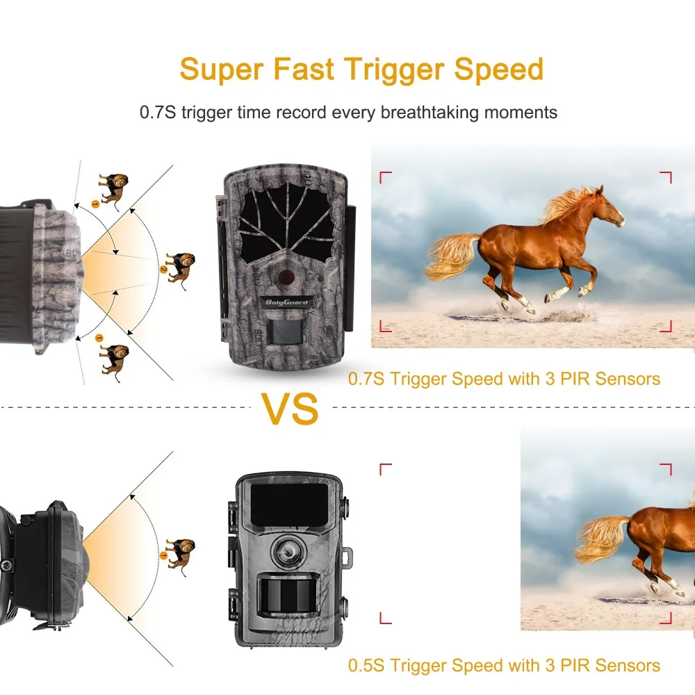 BolyGuard BG590-24mHD Охотничья камера испытаний 24MP 1080P Ночное видение черный IR Chasse 100ft Wildlife Photo Trap on.