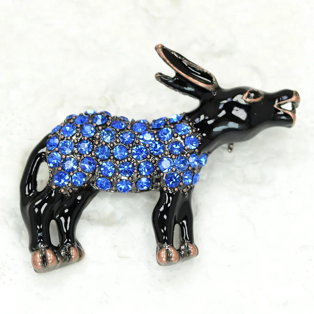 

Antique copper Blue Rhinestone brooch Donkey Pin brooches Fashion jewelry gift C738 B3