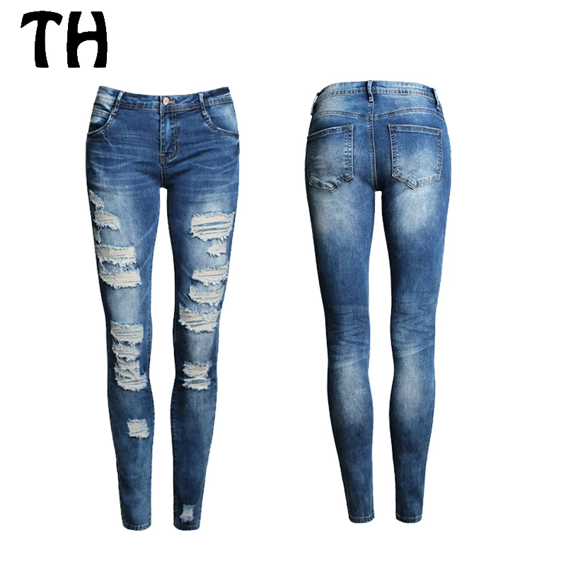 

Slim Fit Stretch Bleach Skinny Jeans Women Pantalon Mujer Hole Ripped Jeans Denim Pant Calca Jeans Feminina #160238