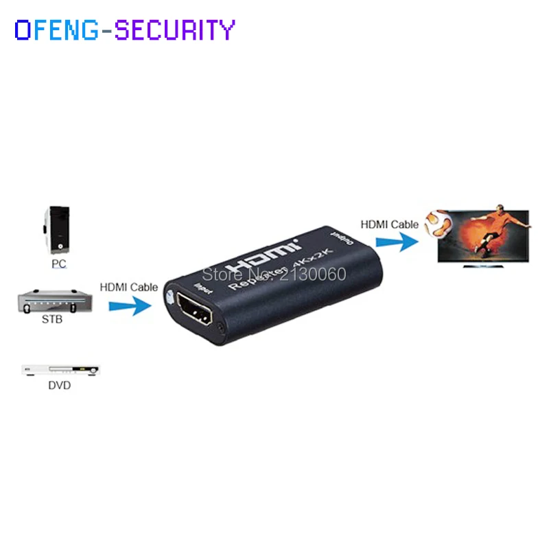 Ретранслятор HDMI удлинитель Повтор до 40 м совместимый с 1 4 адаптером питания US/ EU |