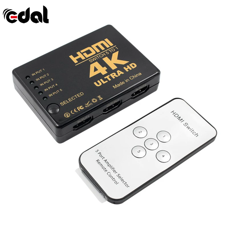 Коммутатор HDMI 3D 5 портов 4K переключатель разветвитель концентратор ИК пульт| |