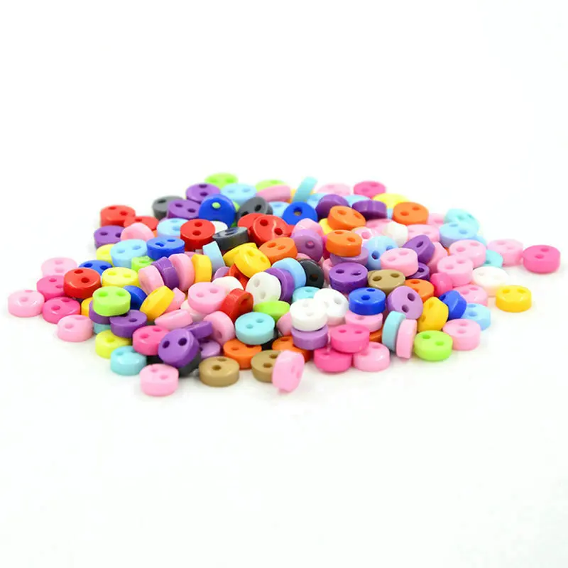 Круглые нейлоновые пластиковые мини разноцветные маленькие кнопки с коробкой
