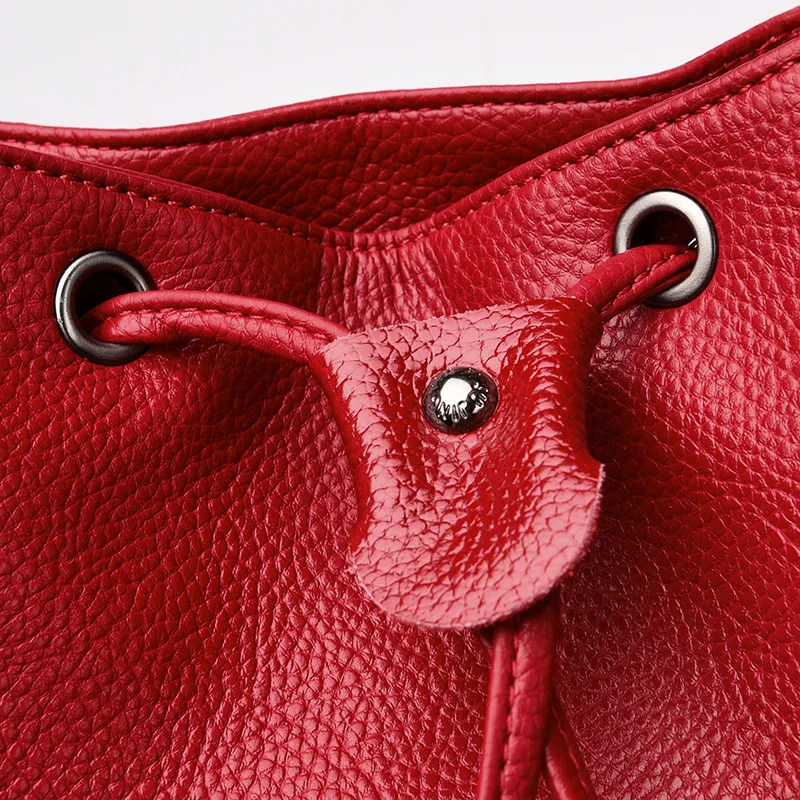 Новый Противоугонный рюкзак женский Drawstring мягкие кожаные рюкзаки для школы