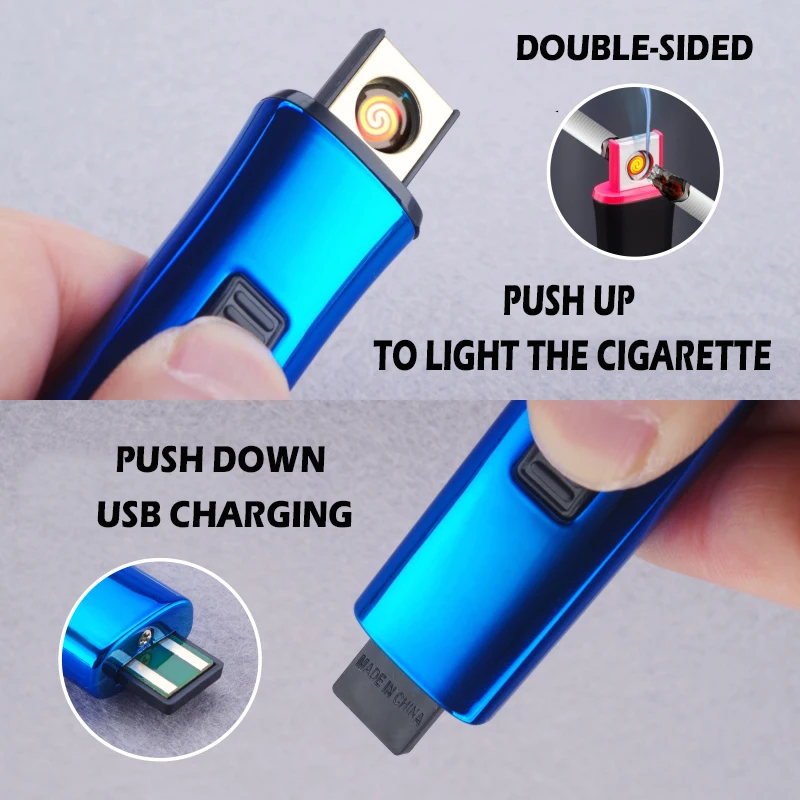 Двухсторонняя мини перезаряжаемая через USB Зажигалка Ветрозащитная зажигалки