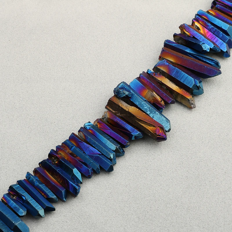 Камдоу DANLEN Друза природного камня Rock Raw Quartz Pillar синее титановое покрытие Beads 15