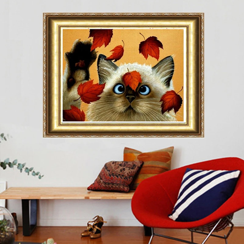 Белая Бриллиантовая Стразы в виде кота размер 40x30|diy diamond|diamond paintingdiy diamond painting |