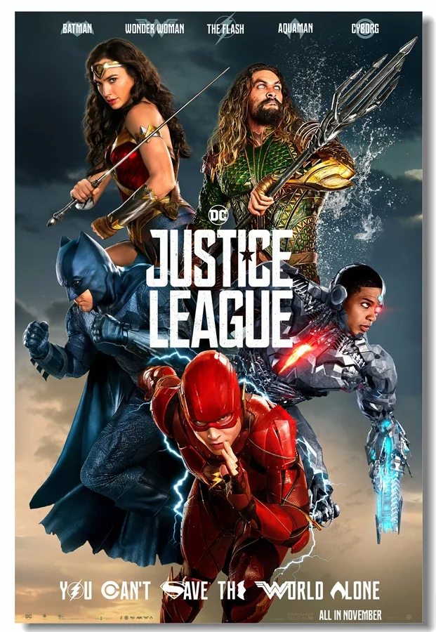 Пользовательские настенные росписи супергероев DC флэш-плакат Лига