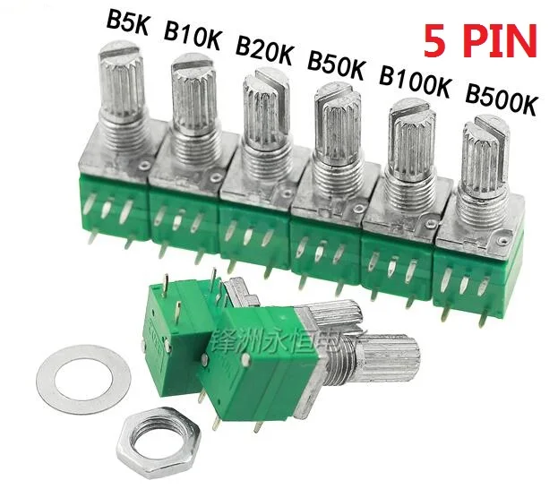 Бесплатная доставка 5 шт. RK097G RK097N B5K B10K B20K B50K B100K B500K RV097NS двойной потенциометр 3pin 5pin