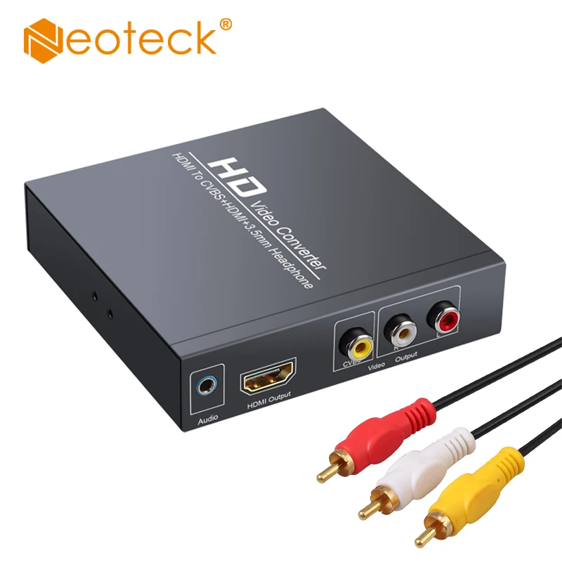 Конвертер Neoteck HDMI, совместимый с RCA, с разъемом 3,5 мм, наушники 720P 1080P, поддержка PAL NTSC для HD ТВ, старых ТВ