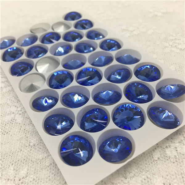 sapphire Камень оранжевый фуксия розовый цвет Rivoli Кристалл необычный камень заостренный сзади Стекло Круглые камни 8 10 12 14 16 18 мм Rivoli бусины - Цвет: sapphire